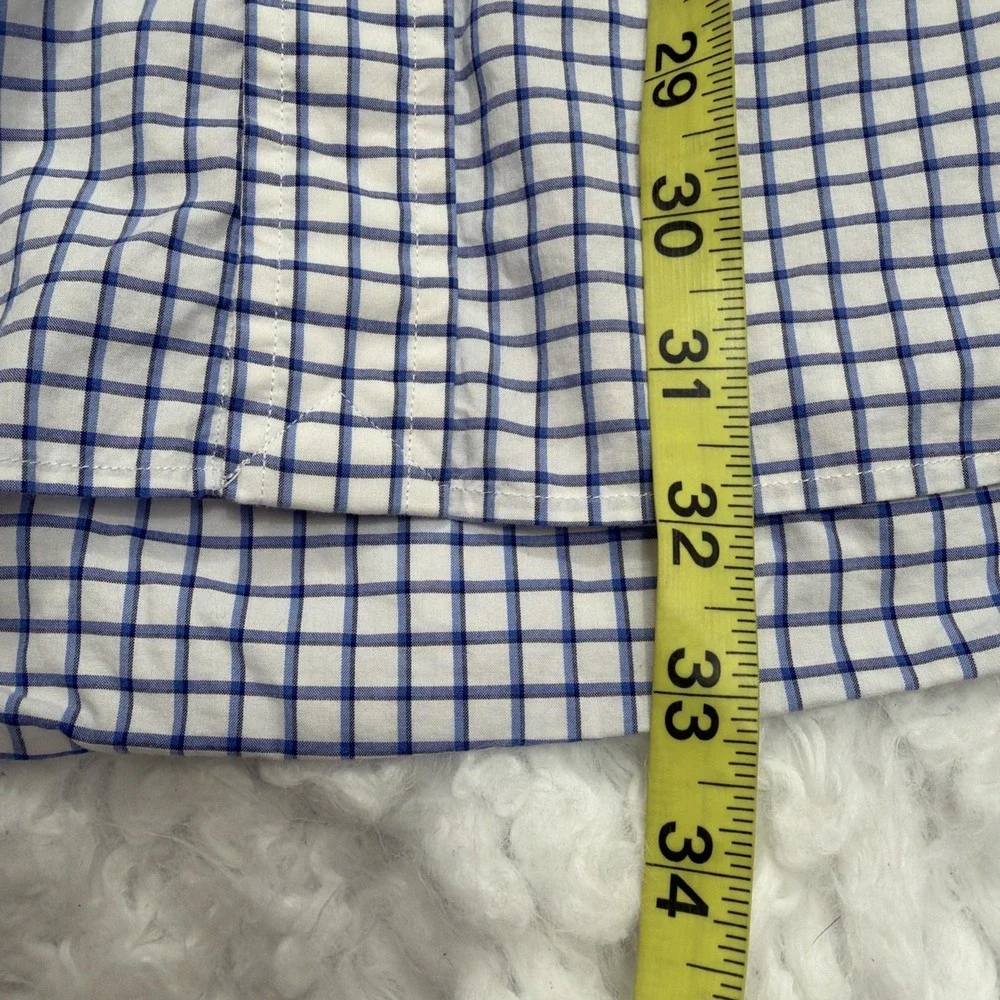 POLO RALPH LAUREN Long Sleeve Button Shirt Men XL Blue‎ White Checked Windowpane